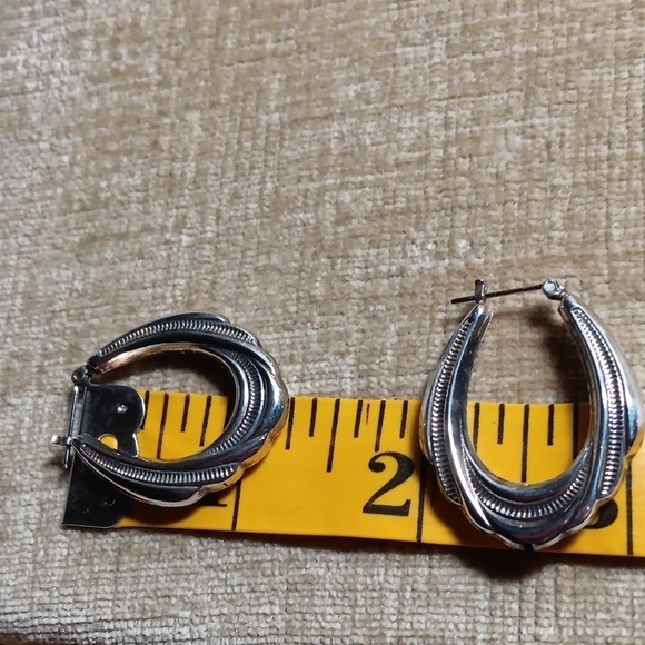 Gold Tone and Silver Tone Post Hoop Earring Set - Picture 6 of 7